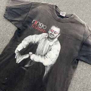Vintage Ringo Starr T Shirt Mens L Band Tour Concert Distressed Sun Faded SS Y2K